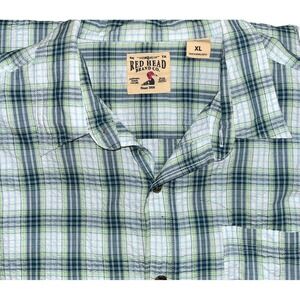 RED HEAD BRAND CO.‎ Shirt XL Plaid Blue/Green SHORT SLEEVE Button-Up Sporty